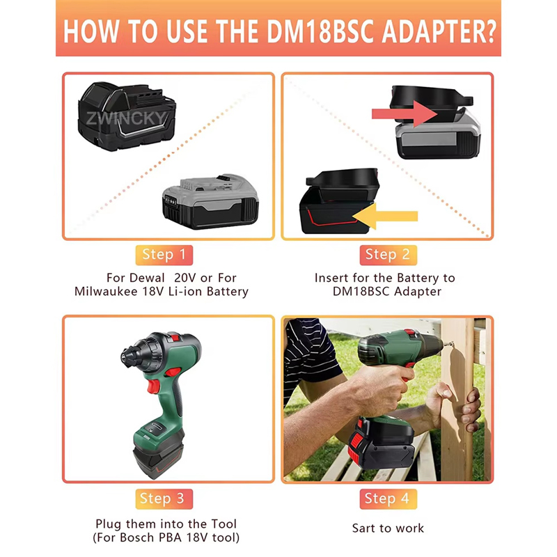Battery Adapter For Bosch/Dewa - огляд і ціна Power Tools Green Color